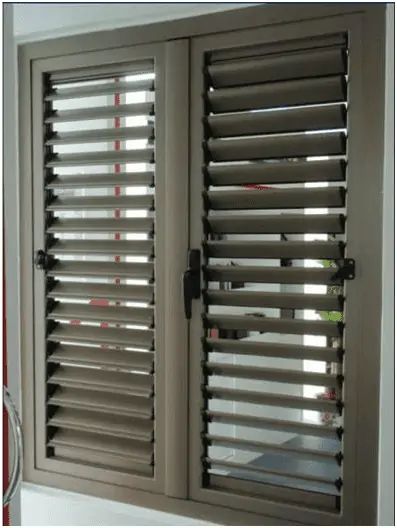 Types Of Windows Used In Homes & Buildings | Window Types Window Grill Colour, Security Windows, Glass Louvers, Door Shutters, Metal Shutters, Housing Interior, Window Glass Design, Louvre Windows, Bedroom Closet Doors