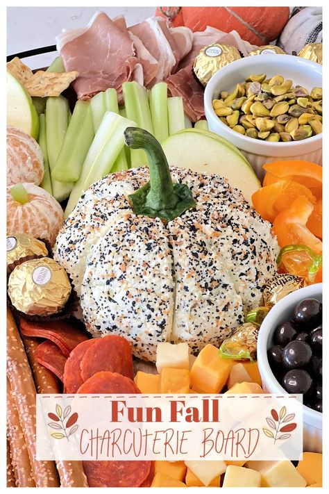 Do you ever need a food idea when you are hosting? This fun fall charcuterie board is the perfect way to start a get-together in the fall! #fall #charcuterie #pumpkin Fall Appetizer Board, Fall Birthday Charcuterie Board, Fall Wreath Charcuterie Board, October Charcuterie Board Ideas, Fall Charcuterie Board Kids, Pumpkin Themed Charcuterie Board, Charcuterie Pumpkin, Fall Themed Charcuterie Board Kids, Vegan Charcuterie Board Fall