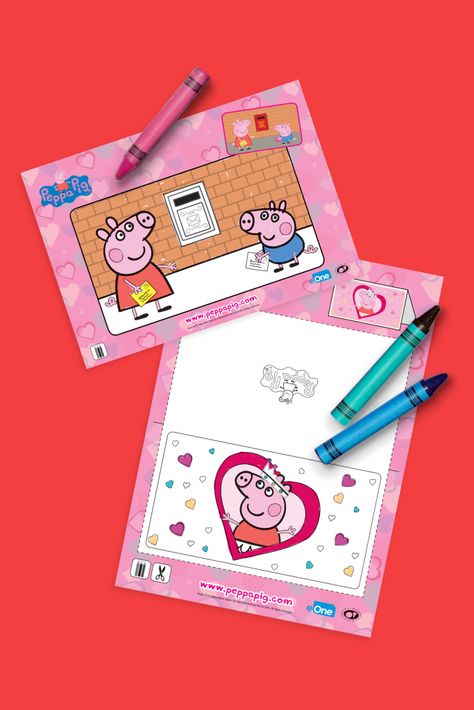 Peppa Valentine’s Day Coloring Pages Peppa Pig Valentines, Pig Valentines, Toddler Busy Bags, Valentine Template, Valentines Day Coloring Page, Valentine Coloring Pages, Valentines Day Coloring, Party Hacks, Valentine Coloring