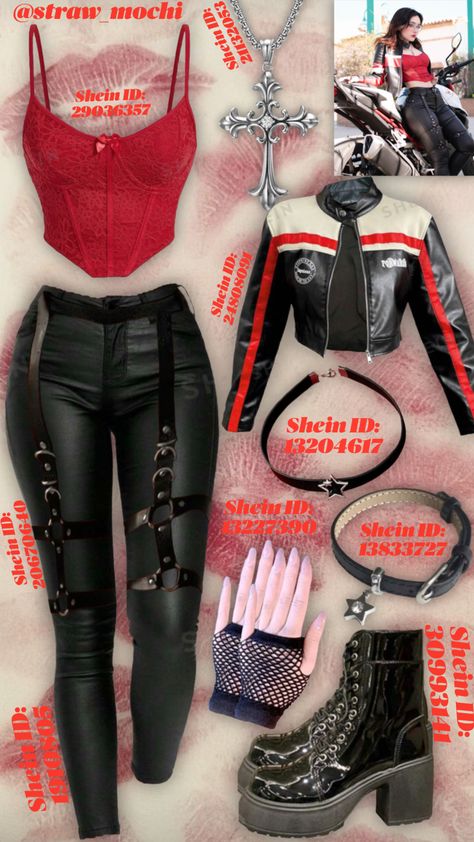 Biker Girl Outfit 🏍️🏁🖤 #outfitinspo #bike #bikergirl #black #shein #outfit Biker Girl Outfits, Cute Edgy Outfits, Wwe Outfits, Biker Outfit, Concept Clothing, Shein Outfits, Alt Fashion, Biker Girl, Alternative Outfits