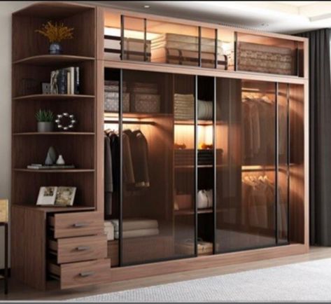 Glass Wardrobe, Armoire Dressing, Luxury Closets Design, Wardrobe Interior Design, Sliding Closet Doors, Wardrobe Furniture, Wardrobe Design Bedroom, New Interior Design, Sliding Wardrobe