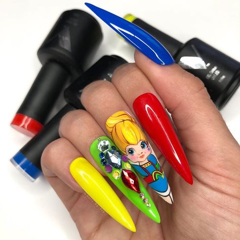 Celebrity Nails, Style Nails, Rainbow Brite, Nail Studio, Best Acrylic Nails, Rhinestone Nails, Fun Nails, Nails Inspiration, Gel Polish