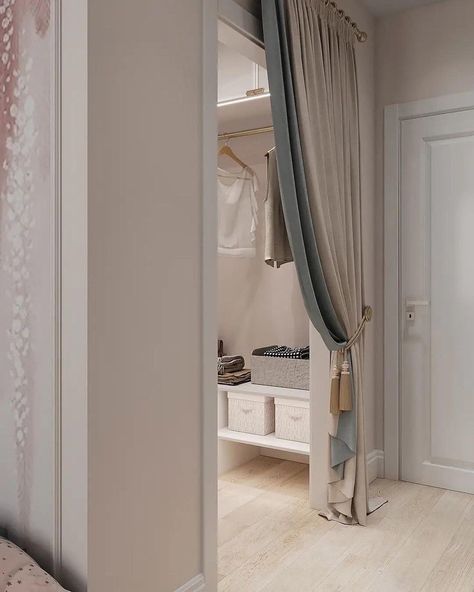 Curtain Door Ideas, Luxury Pink Bedroom, Apartment Makeover, Tv Room Design, Beauty Room Design, Wardrobe Room, Study Area, Closet Remodel, Build A Closet