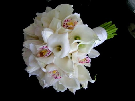 Lily And Orchid Bouquet, Cymbidium Orchid, Orchid Bouquet, Orchid Wedding, White Bridal Bouquet, Cymbidium Orchids, White Wedding Bouquets, Maui Weddings, October Wedding