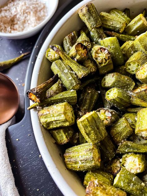 This Air Fryer Okra Recipe is beyond simple and so delicious that you'll make it over and over again! Grab your air fryer and try it now! Crispy Okra Air Fryer, Air Fried Okra, Air Fryer Okra, Crispy Okra, Okra Recipe, Smoked Sea Salt, Okra Recipes, Recipe Sheets, All Purpose Seasoning