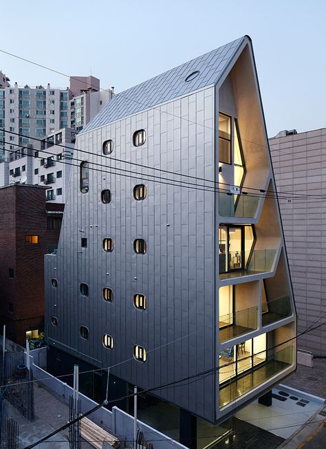 Surveying the Seoul skyline | Wallpaper* Commercial And Office Architecture, Unusual Homes, Apartment Architecture, Small Buildings, Modern Architecture House, Facade Architecture, House Architecture Design, Décor Diy, Futuristic Architecture