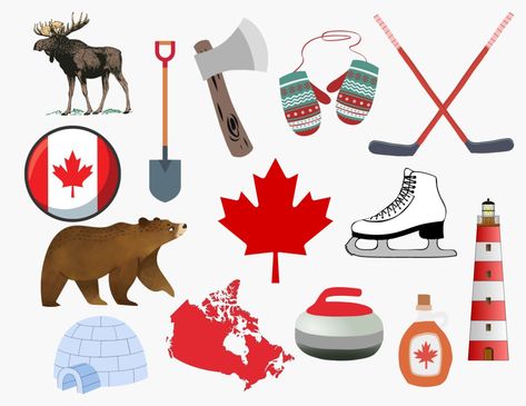 Canada For Kids, Canadian Symbols, Canadian Things, Canada Holiday, Canada Road Trip, Country Theme, Travel Postcard, Color Palette Bright, Postcard Set