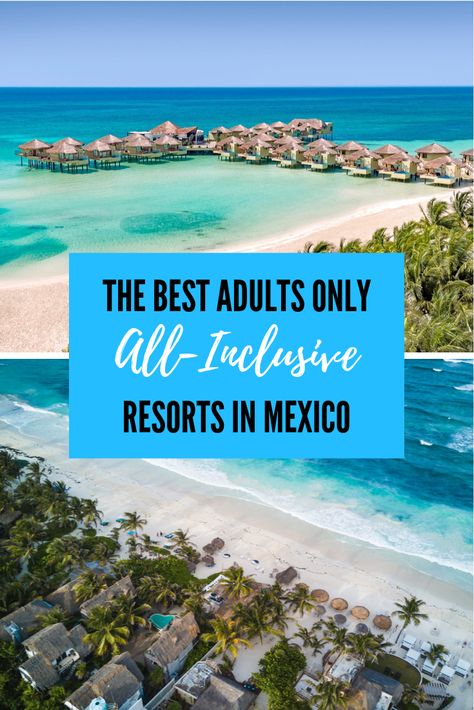 Mexico has some of the best beaches in the world, so it's no surprise it's an extremely popular destination for all inclusive resorts. Learn about all the best adults only all inclusive resorts in Mexico, whether you want to visit Cancun, Riviera Maya, or Cabo. On a budget? My favorite budget adults only all inclusive is on the list too! There are options for friend groups, bachelor and bachelorette parties, couples, and honeymoons! #mexico #mexicoresorts #allinclusive #cancun #cabo All Inclusive Mexico, Resorts In Mexico, All Inclusive Beach Resorts, Mexico Honeymoon, Best Beaches In The World, Cancun All Inclusive, Secrets Resorts, Friend Groups, Best All Inclusive Resorts