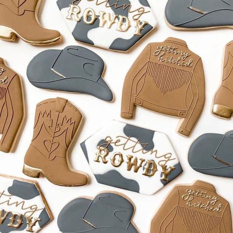 Jacket Cookies Decorated, Rodeo Cookies Western Parties, Country Cookies Decorated, Cowgirl Bridal Shower Cookies, Western Royal Icing Cookies, Western Decorated Cookies, Texas Cookies Decorated, Cowboy Cookies Decorated, Western Cookies Decorated