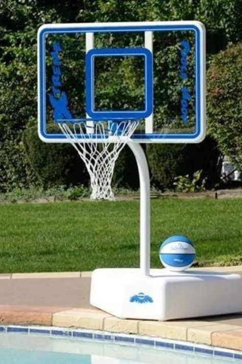 Looking for a portable pool basketball hoop that is of high quality construction? Look no further than the Poola Hoop Pool Basketball Set. This hoop is regulation size and can be used in a variety of locations, such as parks, playgrounds, and even your backyard. The hoop is also waterproof and has a rust-resistant vinyl coated rim. Assembly is quick and easy, so you can get started playing right away! Pool Basketball Hoop, Pool Basketball, Portable Pools, Poolside Decor, Dream Yard, Hamptons House, Pool Supplies, Basketball Hoop, Pool Accessories