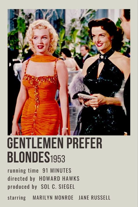 gentlemen prefer blondes movie poster #marilynmonroe #janerussell #gentlemenpreferblonde #movieposter #albumposter #wallpics #wallpictures #wallart #roominspo #polaroid #polaroidposter Blonde Movie, Romcom Movies, Movies To Watch Teenagers, Most Paused Movie Scenes, Jane Russell, Iconic Movie Posters, New Movies To Watch, Girly Movies, Film Posters Minimalist