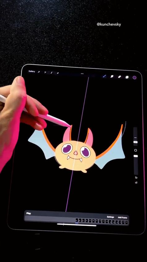 Awesome Bat animation 😍😍 | ( name of app is:  procreate ) | drawing | painting | digital art Big Things To Draw, Ipad Art Procreate Illustrations, Bat Animation, Procreate Animations, Digital Art Videos, Apps For Drawing, Things To Draw On Procreate, Making Animation, Digital Art Animation