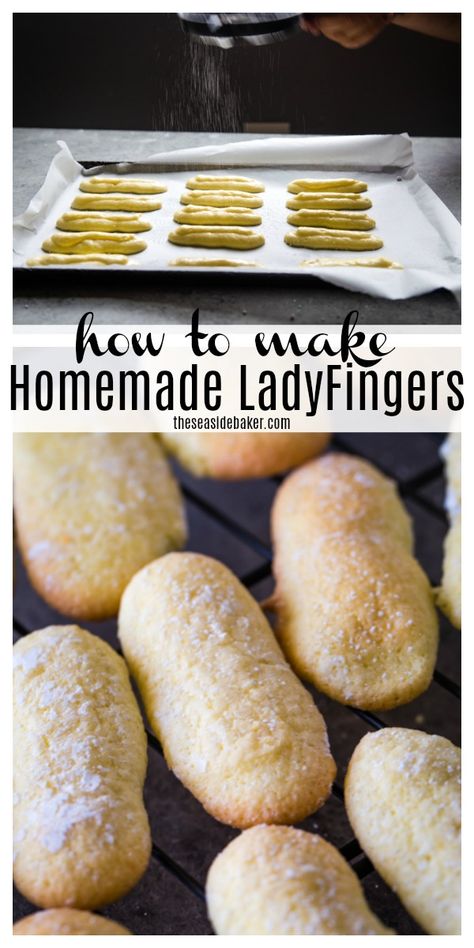 Italian Ladyfingers Recipe, Ladyfinger Recipe, Homemade Lady Fingers For Tiramisu, How To Make Lady Fingers, Lady Fingers Recipe Easy, Lady Finger Cookies Recipe, Soft Lady Fingers Recipe, Diy Lady Fingers, Homemade Ladyfingers Tiramisu Recipe