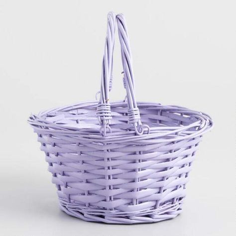 AD Purple Double Handle Basket. | Flower girl basket | DIY | Lavender, light purple. Purple Flower Girls, Cute Basket, Diy Lavender, Purple Wedding Inspiration, Easter Surprise, Basket Diy, Colorful Eggs, Spring Ideas, Flower Girl Basket