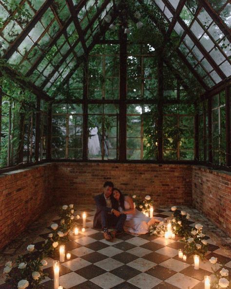 about last night….. 💍💐🕯️loved this beautiful proposal/engagement set up at @sekrittheater last night. huge congrats to Ranier & Kendall on your forever. sometimes people are worried about shooting in the late evening/night, but they knew from the beginning it would create the perfect mood with the candles. love love love how these moments came together to create the perfect ambience in the greenhouse! . . . . #greenhouse #greenhousewedding #atx #atxwedding #austinweddings #proposal #shesaidy... Proposal Venue Ideas, Intimate Engagement Proposal Ideas, Lantern Proposal, Gazebo Proposal Ideas, Dream Proposal Romantic, Greenhouse Proposal, Wlw Proposal, Candles Proposal, Small Proposal Ideas