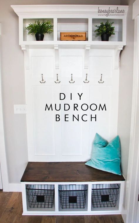 Diy Bank, Front Closet, Apartment Entrance, Diy Mudroom, Diy Storage Bench, Apartment Entryway, Diy Mudroom Bench, Diy Entryway, Closet Remodel