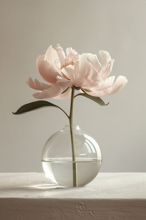 Single Flower In Vase, Peony Flower Aesthetic, Flower Still Life Photography, Peonies Photography, Peony Aesthetic, Peony Drawing, Flower Still Life, Still Life Flowers, Minimalist Flowers