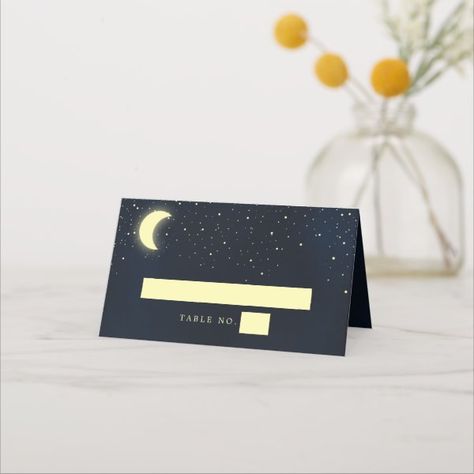 Celestial Moon Stars Navy Wedding Table Number Place Card Navy Wedding Table, Celestial Wedding Invitations, Starry Night Wedding, Celestial Wedding, Wedding Table Number, Personalised Wedding Invitations, Navy Wedding, Wedding Table Settings, Free Birthday Invitation Templates