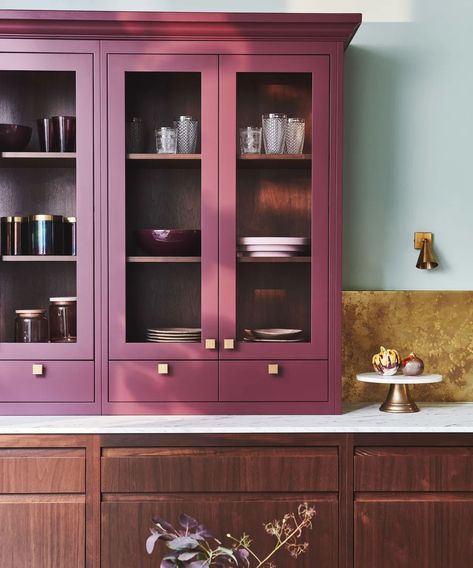 'Aubergine Autumn' is the hottest color trend for fall | Japandi Style Kitchen, Kitchen Dressers, Statement Kitchen, Kitchen Color Trends, Country House Kitchen, Japandi Kitchen, Paint Trends, Walnut Timber, Bespoke Kitchen Design