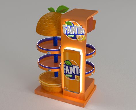 fanta stand-posm-cocacola on Behance Posm Design Creative, Display Stand Design Ideas, Product Display Design, Juice Display, Sampling Booth, Display Shelf Design, Creative Booths, Pos Design, 3d Display