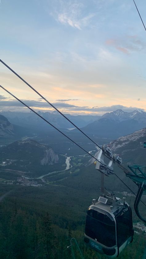 Canada Photos Aesthetic, Mountain Views Aesthetic, Park City Aesthetic, Mountain City Aesthetic, Banff Aesthetic Summer, Banff Canada Aesthetic, Gondola Aesthetic, Alberta Aesthetic, Gondola Banff