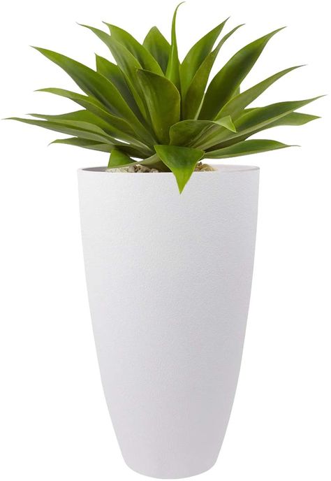 AmazonSmile: LA JOLIE MUSE Tall Planters Outdoor Indoor - 20 inch Modern White Flower Pots with Drainage Holes for Balcony Garden Patio Deck Pack 1: Home & Kitchen Tall Planters Outdoor, Planters Outdoor, White Flower Pot, Pool House Designs, Tree Planters, Indoor Tree, Resin Planters, Large Flower Pots, Indoor Trees