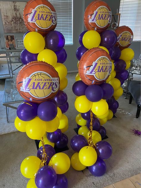 Kobe Bryant Party Ideas, Kobe Bryant Birthday Theme, Lakers Birthday Party Ideas, Lakers Birthday Party Decoration, Lakers Party, Laker Birthday Party Ideas, Lakers Themed Birthday Party, Laker Party Decorations, Lakers Birthday Party