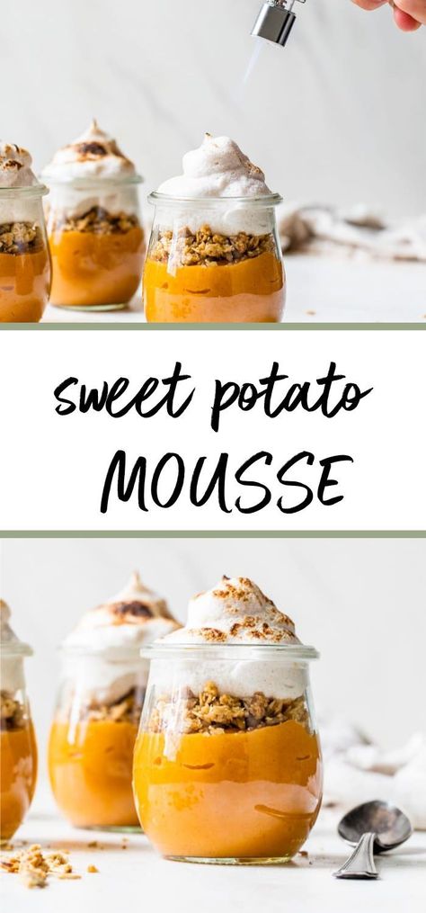 Sweet Potato Mousse Recipe, Cinnamon Raisin Granola Recipe, Potato Mousse, Sweet Potato Dessert Recipes, Sweet Patato, Whipped Sweet Potatoes, Sweet Potato Dessert, Sweet Potato Pudding, Sweet Potato Recipes Healthy