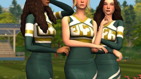 Sims 4 Cheer Uniform, Sims Cheerleader, Sims 4 Cheerleader, Sims 4 Cheerleader Cc, Aesthetic Sims, Nfl Uniforms, Cheer Routines, High School Cheer, Alpha Cc