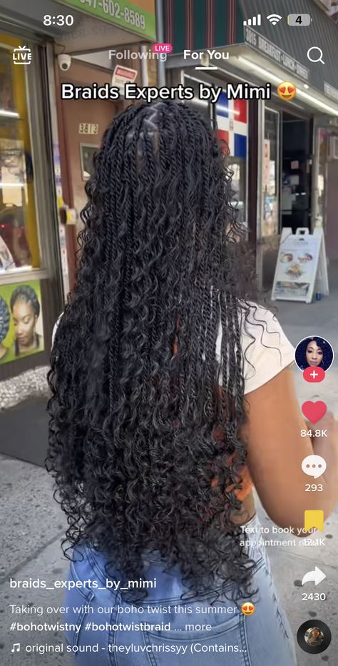 Boho Goddess Senegalese Twist, Small Boho Island Twist With Curls, Sengalese Twists Goddess, Boho Senglanese Twists, Small Boho Island Twist, Sengelese Twist Boho, Small Island Twist With Curls, Sengalese Twists Medium Large, Twist Boho Braids