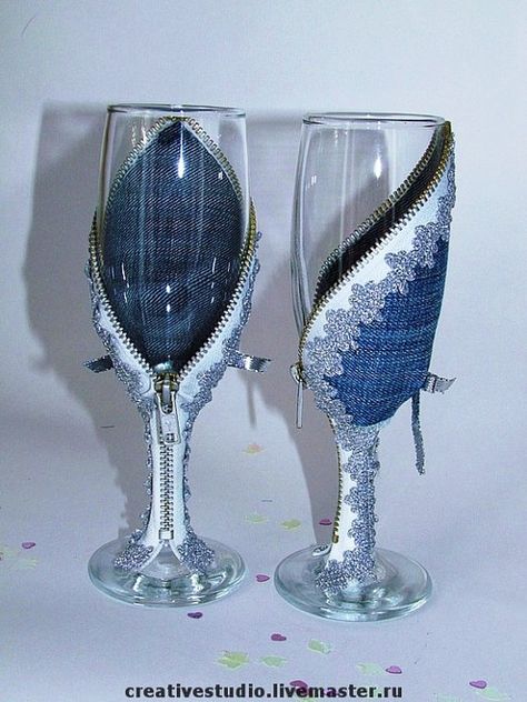 unique Repurpose Old Jeans, Diamond Theme Party, Diamonds And Denim Party, Denim And Pearls, Diamond Theme, Denim Wedding, Denim Party, Wedding Champagne Glasses, Diamond Party