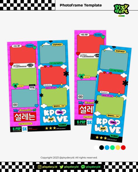 Polaroid Frame Kpop, Kpop Photostrip Design, Photobooth Strip Design, Photobooth Design Ideas, Kpop Photostrip, Photostrip Design, Photo Booth Templates, Photo Booth Design, Photobooth Template