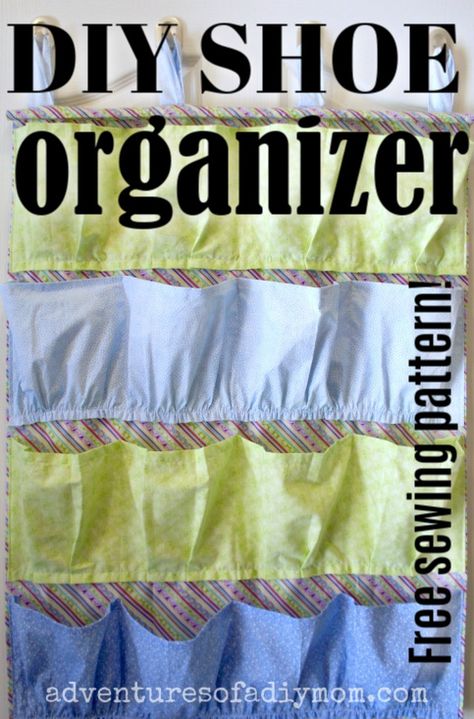 Organize your shoes with this over the door organizer. Specifically designed for children's sized shoes. Shoe Pocket Organizer Ideas, Sew Over The Door Organizer, Over The Door Shoe Storage, Uses For Hanging Shoe Organizer, Over Door Shoe Organizer Ideas, Diy Over Door Organizer, Door Organizer Diy, Hanging Shoe Organizer Ideas, Over Door Shoe Storage