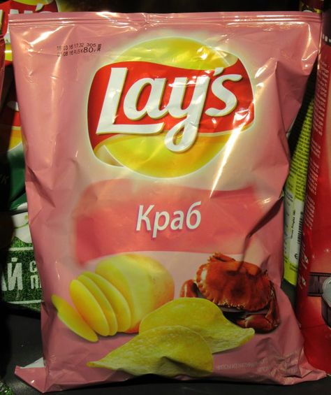 Bag of Crab Flavored Lays Potato Chips Crab Snacks, Fake Crab, Pink Thing, Lays Chips, Lays Potato Chips, Weird Food, Favorite Snack, Potato Chips, I Love Food