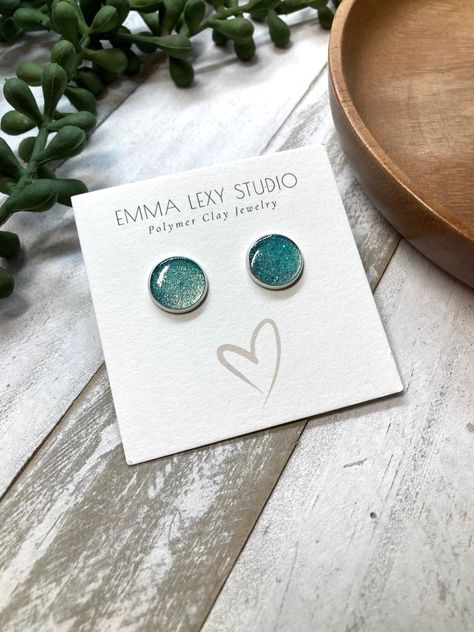 Excited to share this item from my #etsy shop: Resin Studs / Resin Jewelry / aqua glitter / minimalist / lightweight / statement studs / sale / resin glitter studs Resin Studs, Resin Glitter, Clay Studio, Mini Earrings, Resin Earrings, Safe Place, Handmade Polymer Clay, Polymer Clay Jewelry, Resin Jewelry