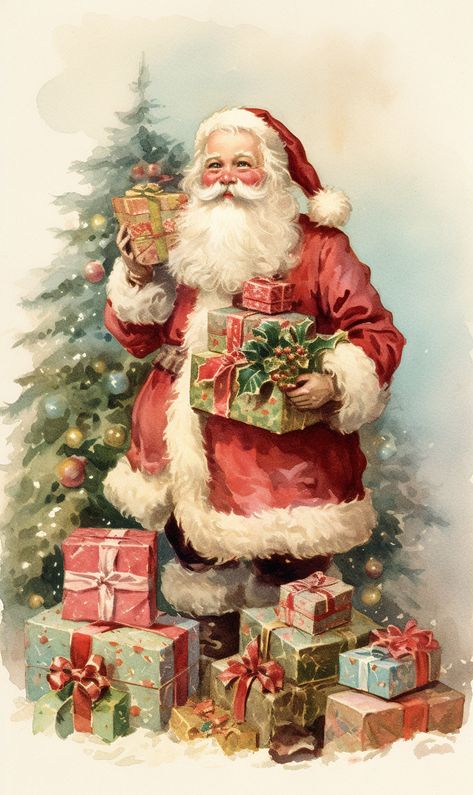 Vintage Christmas Wallpapers, Vintage Christmas Printables Free, Vintage Merry Christmas Images, Vintage Christmas Images Printables Free, Printable Christmas Pictures, Poster Noel, Christmas Decoupage Ideas, Christmas Vintage Illustration, Christmas Images Printable