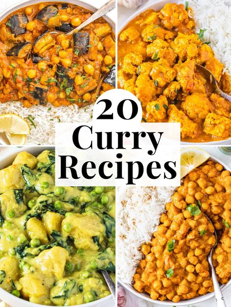 These curry meals are vegetable-packed and with an Indian-inspired spice mix that makes for great dinner ideas.Chickpea curry is an easy and quick meal that you can make with simple ingredients and some spices in one pot in a little over 30 minutes. Easy Curry Recipes, Curry Meals, Easy Vegetable Curry, Delicious Dinner Ideas, Curry Recipes Vegetarian, Plant Based School, Curry Recipes Easy, Tofu Curry, Eggplant Curry