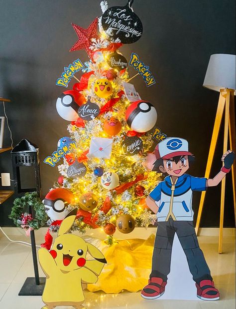 #christmasdecor #affordabledecor #holidaydecor #christmas2024 #diydecor #festiveideas #budgetfriendly #homeinterior #decoratingideas #boredpanda Pikachu Christmas Tree, Pokemon Christmas Tree Ideas, Pokemon Christmas Decorations, Dragon Ball Z Christmas Tree, Pokemon Christmas Tree, Pokemon Christmas Ornaments, Christmas Pokemon, Bright Dining Rooms, Imprimibles Harry Potter