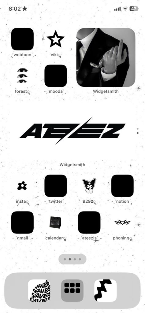 Ateez Themed Phone, Ateez Widget Ideas, Ateez Ios Layout, Ateez Iphone Layout, Ateez App Icons, Ateez Phone Theme, Ateez Widget Icons, Ateez Homescreen Layout, Ateez Phone Layout