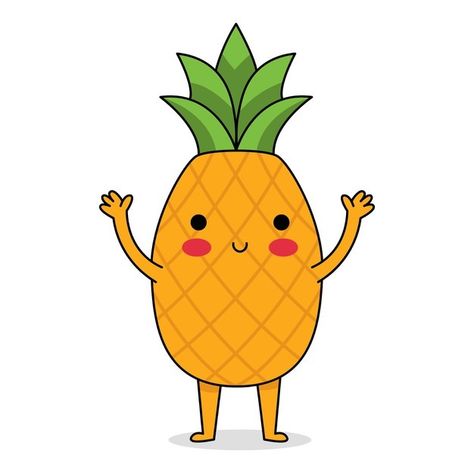 Pineapple Cartoon Drawing, Pineapple Animation, Pineapple Cartoon, Fruit Doodle, Cartoon Pineapple, Fruit Sketch, Pineapple Vector, Cartoon Drawings Sketches, Paper Border