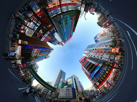 Fisheye of Tokyo Akihabara Tokyo, Gadgets Électroniques, 360 Photography, Tokyo City, Family Hotel, Types Of Photography, Beautiful Architecture, Travel Pictures, Architecture Photography