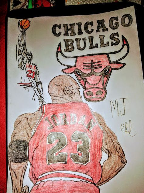 Michael Jordan - Bulls Michael Jordan Dibujo, How To Draw Jordans, Michael Jordan Drawing, Nba Drawings, Jordan Painting, Michael Jordan Art, Nba Artwork, Basketball Drawings, Harry Potter Painting