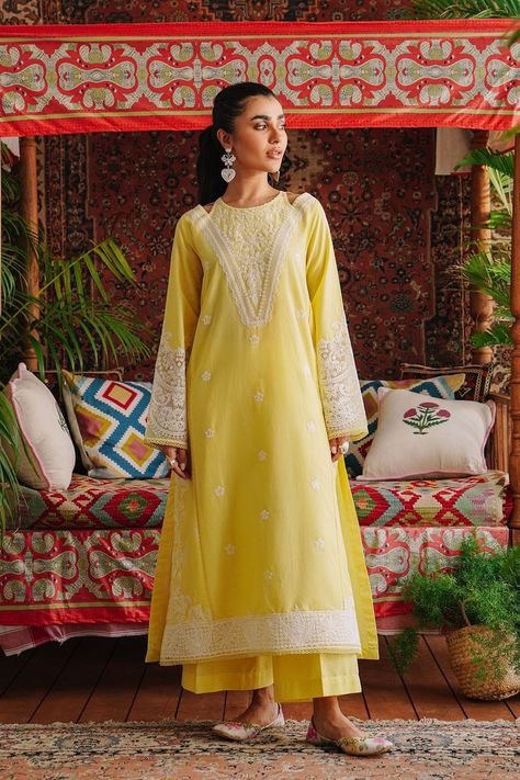 Unique Suit Design, Lemon Color Dress, Yellow Suit Design, Long Shirt Outfits, Plain Suits, Design Kurti, Lemon Color, Indian Bridesmaid Dresses, Ss 2024