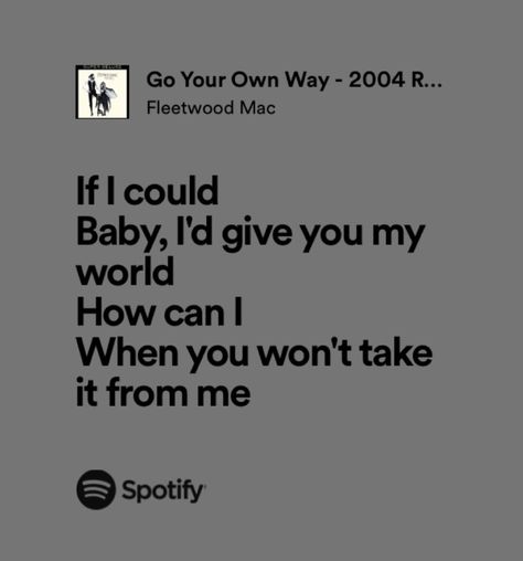 Go Your Own Way Fleetwood Mac, Fleetwood Mac Lyrics, Lyrics To Songs, Spotify Quotes, Story Lyrics, Buckingham Nicks, Fleetwood Mac Rumors, Sunday Kind Of Love, Broken Record