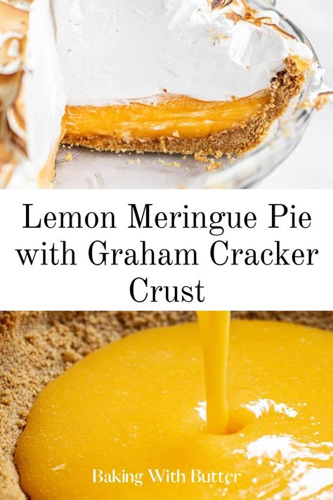 Best Lemon Meringue Pie with Graham Cracker Crust - top choice for lemon lovers. Recipe With Graham Cracker Crust, Graham Wafer Crust, Moist Lemon Pound Cake, Mini Lemon Meringue Pies, Pie With Graham Cracker Crust, Lemon Meringue Pie Easy, Best Lemon Meringue Pie, Lemon Meringue Pie Recipe, No Bake Lemon