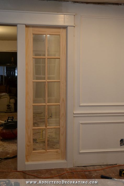 Stationary Built-In French Door Panels (French Doors Used As Interior Sidelights) - Basic Build Window Treatments For French Doors, Interior Sliding French Doors, Custom French Doors, Pintu Interior, Victorian Doors, Residential Exterior, Glass French Doors, Interior Design Elements, Modern Ideas