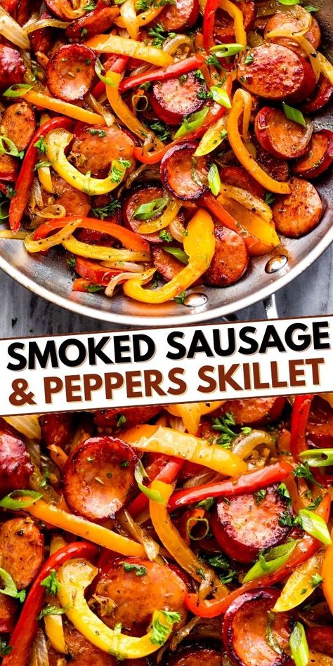 Smoked Sausage And Peppers, Sausage And Peppers Skillet, Herbed Couscous, Sausage Dinners, Sausage And Peppers Recipe, Turkey Sausage Recipes, Quick Dinner Options, Sausage Recipes For Dinner, Sausage Peppers And Onions