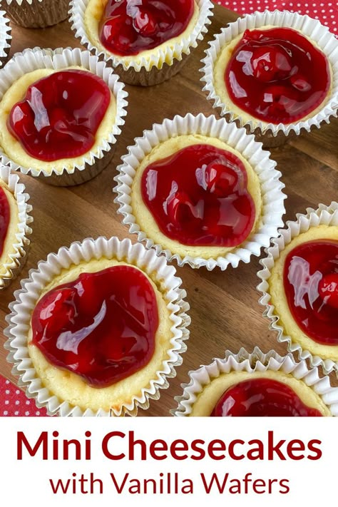 Cheesecake lovers will fall head over heals for this Cherry Cheesecake Cupcakes recipe because they are so easy to make! Made in cupcake liners on a vanilla wafer this classic recipe looks fancy and tastes impressive. Mini cherry cheesecake bites are one of our family’s favorite dessert recipes!