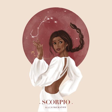 Marion Piret (@illustremayon) • Instagram photos and videos Scorpio Illustration, Zodiac Sign Art, Scorpio Art, Scorpio Zodiac Sign, Zodiac Sign Fashion, Element Water, Scorpio Season, Scorpio Sign, Scorpio Moon