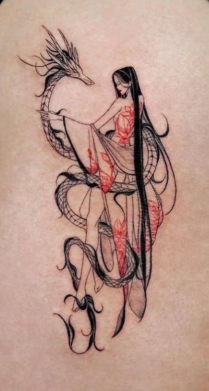 Dragon Tattoo Under Breast, Druid Tattoo, Fierce Women, Cute Little Tattoos, Little Tattoos, Woman Silhouette, Dragon Tattoo, Thigh Tattoo, Tattoos And Piercings